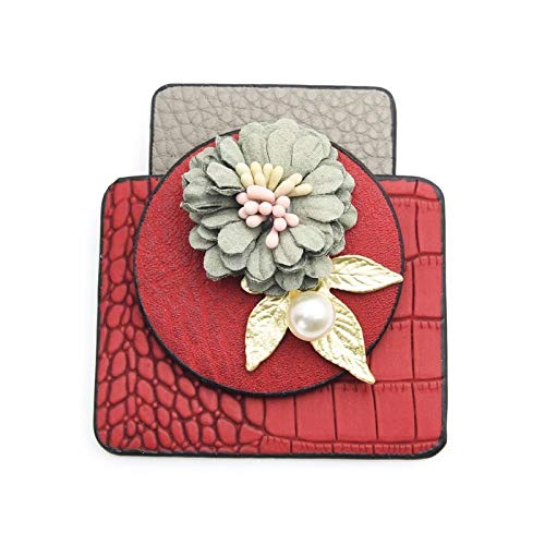 kliy Joyería para Mujer Broches Y Alfileres para Rojo Azul Perfume Frasco Estilo Broches Mujer Cuero Flor Broche Pins-A