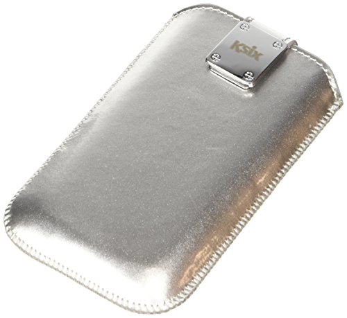 Ksix Monaco - Funda universal para móvil, talla L (con cinta lengüeta y cierre magnético), plata