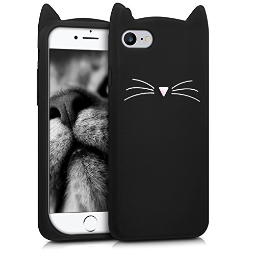 kwmobile Funda Compatible con Apple iPhone 7/8 / SE (2020) - Carcasa de Silicona y con Gato - Cover Trasero de móvil