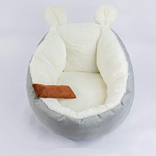 LCZ Gato Cómoda Cama Cama del Perro Pequeño Pedigrí Lavable Cama del Animal Doméstico Gato Doméstico Cama para Gatitos De Peluche,Blanco,L