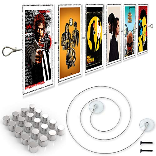 LeTOMA – Cable de Fotos magnético con imanes de neodimio Fuerte y ventosas – Fil-Photo magnético Pared, Avec Ventouses, 50 cm (Lot de 2)