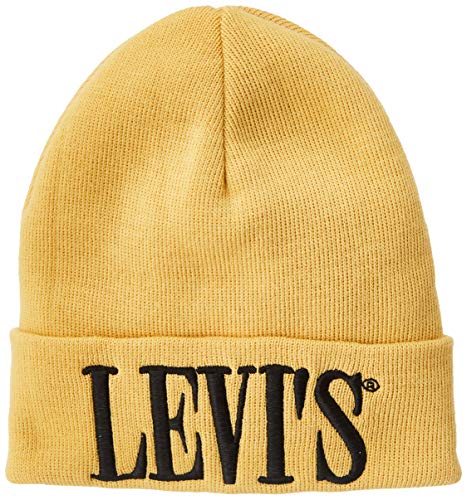 Levis Footwear and Accessories Serif Logo D0 Beanie Gorro de Punto, Amarillo (Medium Yellow 74), Talla única (Talla del Fabricante: UN) para Hombre