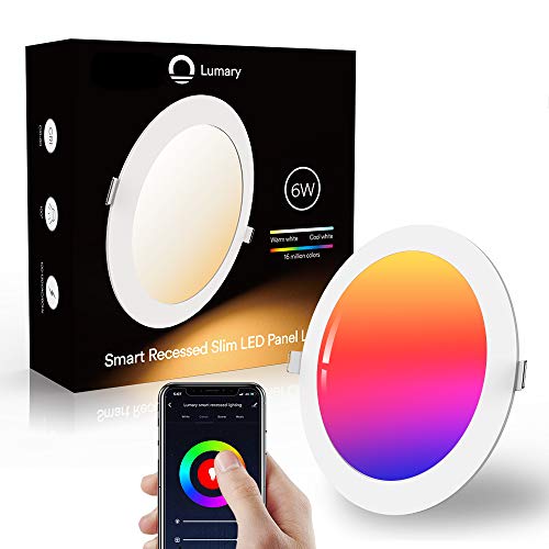 Lumary Led Empotrable Techo 6W 480LM, Downlight LED WiFi Inteligente RGBW Regulable 2700K-6000K, 225MM Foco Empotrable Led Techo se controla por APP, Funciona con Alexa,Google Home