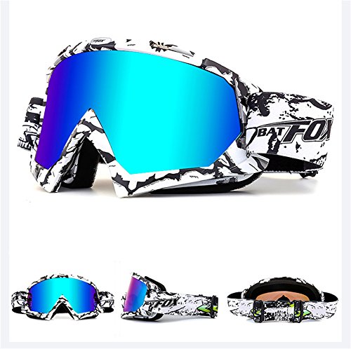 Lunettes de protection IHRKleid - Pour moto, snowboard, ski, dirt bike - Protection contre la poussière et le vent - Idéales pour sport d'hiver., Weiß