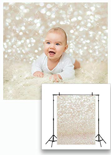 LYWYGG 5X7FT Golden Spots Fotografía Telón de Fondo Shinning Sparkle Escala de Arena Fondo de Vinilo Bokeh Profesional Bebé recién Nacido Children Retrato Foto Estudio Photo Booth Props CP-124