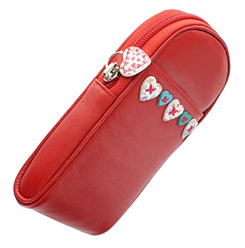 Mala Leather Colección LUCY Funda de Gafas de Cuero con Cremallera 584_30 Rojo