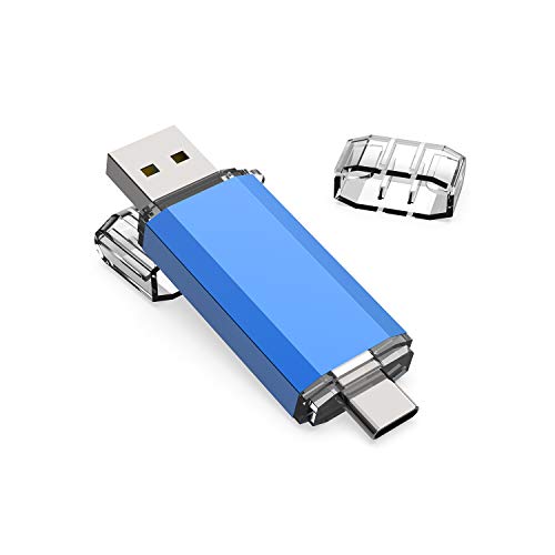 Memoria USB Tipo C 128GB 3.0 KOOTION Pendrive Type C 128 Gigas OTG Pen USB C Dual Flash Drive USB C Pen Drive Doble Entrada, Azul