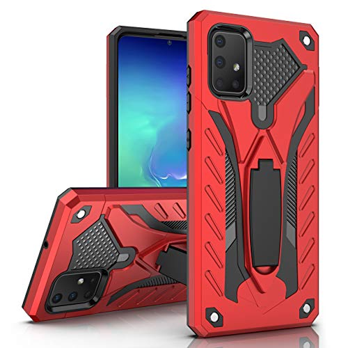 MILAN NICE Funda para Samsung Galaxy A31 Versión Europea de Silicona y PC Antigolpes Carcasa Protectora Anti-arañazos y Antideslizante con Soporte Incoporado (Rojo)