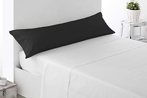 Miracle Home Funda Almohada, Suave y Cómoda, Algodón 50% Poliéster, Negro, 105 cm