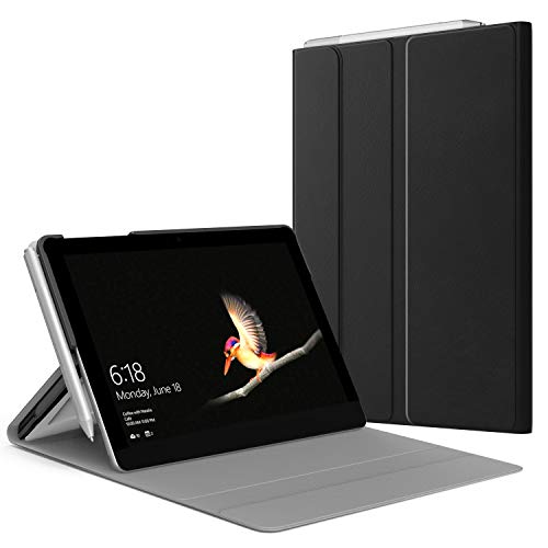 MoKo Funda Compatible con Surface Go 2 2020 / Surface Go 2018 10(Inch), Funda Ultra Liviano con Pencil Holder portatarjetas Portafolio Tableta - Negro
