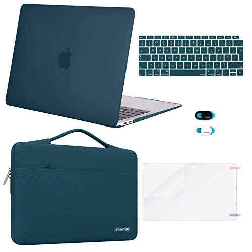 MOSISO Funda Dura Compatible con 2020 2019 2018 MacBook Air 13 A2179 A1932 Retina,Plástico Carcasa Rígida&Funda Protectora&Protector de Pantalla&Piel de Teclado&Cubierta de Webcam, Trullo Profundo