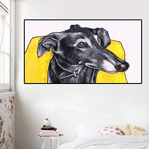 N / A Pintura al óleo Animal Galgo Imagen de Pared para Sala Lienzo Pintura Arte Cartel decoración del hogar sin Marco 50X90 cm