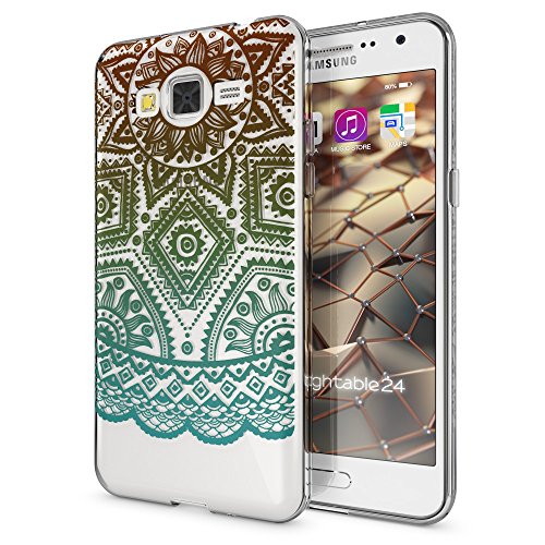 NALIA Funda Carcasa Compatible con Samsung Galaxy Grand Prime, Motivo Design Movil Protectora Fina Carcasa Silicona Cubierta, Goma Estuche Telefono Bumper Cover Case, Designs:Mandala Turquesa Verde