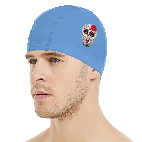 ND Sugar Skull Owl Swim Cap Gorro de baño para Mujeres Hombres Alta Elasticidad