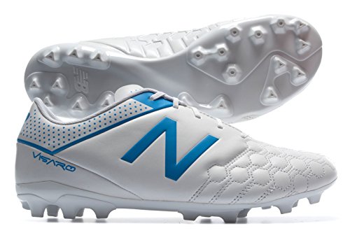 New Balance Visaro 1.0 Liga AG Piel, Bota de fútbol, White-Blue, Talla 11 US (45 EU)