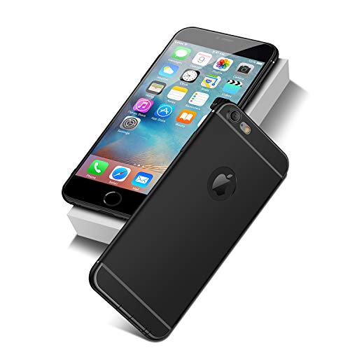 NEW'C Funda para iPhone 6, iPhone 6s, en Silicona Negra [Ultra Delgado y Ligero en Gel de TPU Suave] Funda Protector con absorción de Impactos y antiarañazos