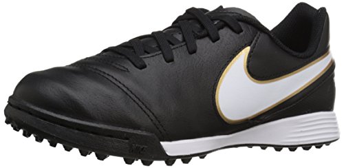 Nike JR Tiempo Legend Vi TF, Botas de fútbol para Niños, Negro/Blanco/Dorado (Black/White-Metallic Gold), 38 EU