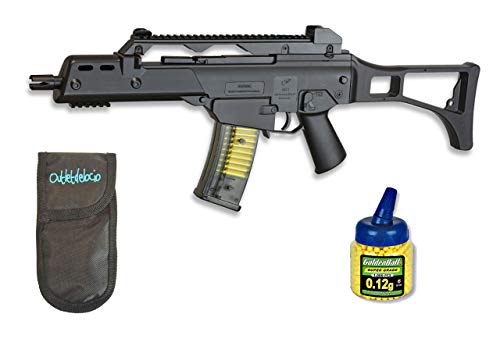 Outletdelocio. Pack Rifle Airsoft Golden Eagle G36C M41 Muelle. Calibre 6mm. + Funda Portabalines + Biberon 1000 Bolas. 23054/21993