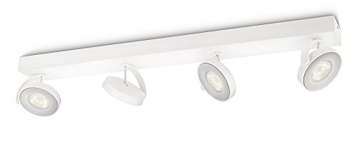 Philips myLiving Clockwork - Barra de 4 focos LED, iluminación interior, aluminio, color blanco luz blanca cálida