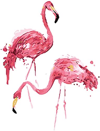 Pintura al óleo por número kit Pink Flamingo Retro Ornament Gift Art Principiantes Paisaje Street View Dormitorio Sala de estar 40X50CM Pintura al óleo digital diy DIY Pintura al óleo pintura al óleo