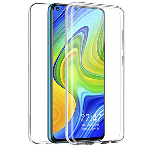 PLANETMOVIL Funda 360 Compatible con Xiaomi Redmi Note 9 Carcasa Doble Cara 360 de Silicona Delantera + Trasera TPU rigido Doble 100% Transparente Enteriza y Completa