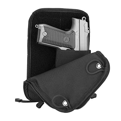 ProCase Bolsa Táctica para Pistola, Bolso Pistolera de Lona para Munición Cargador Accesorios de Disparo Deportivo, Apto para Campo de Tiro y Caza -Negro