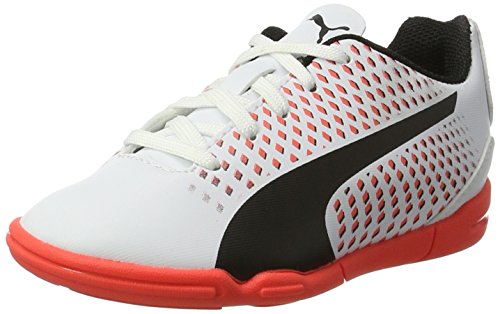 Puma Adreno III It Jr, Zapatillas de Fútbol Unisex Niños, Blanco (White-Black-Fiery Coral), 38 EU