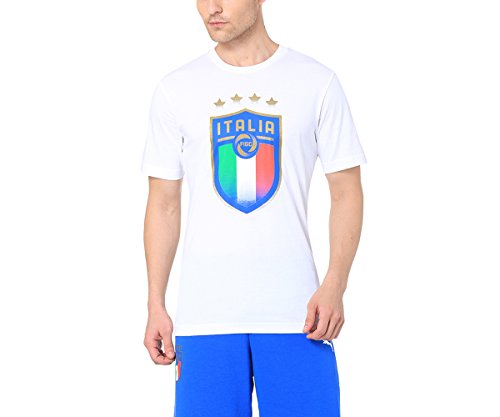 PUMA FIGC Italia Badge tee Camiseta, Hombre, Azul (Plata Lake Azul/Negro), XL