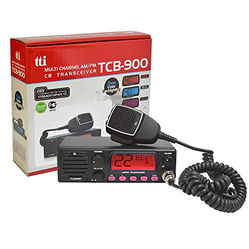 Radio CB TTi TCB-900 Fuente de alimentación de 12-24 V con Altavoz Frontal, Am-FM, 12V-24V, 4W, Escaneo, ASQ, Bloqueo