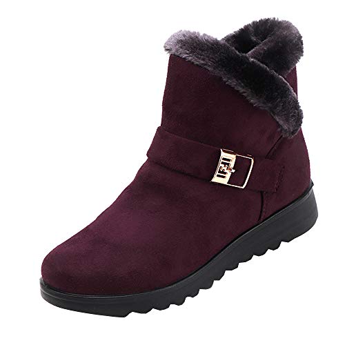 Rawdah Botas de Nieve Mujer Botas Mujer Invierno Botines de Moda de Invierno para Mujeres además de Botas de Nieve Planas de cuña con Parte de Terciopelo Zapatos Mujer Plataforma