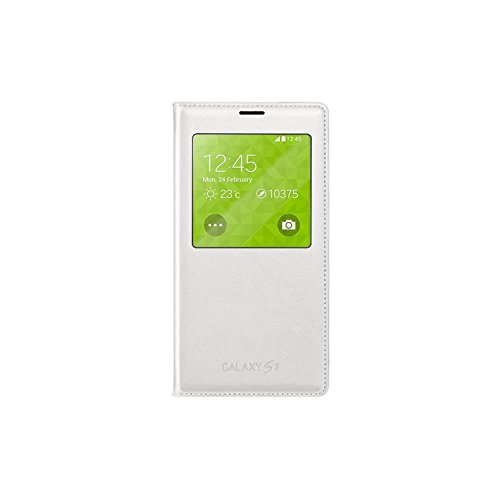 Samsung S-View - Funda para móvil Galaxy S5 (Inteligente, permite controlar funciones como la cámara, las notificaciones o las llamadas entrantes, impermeable), color blanco