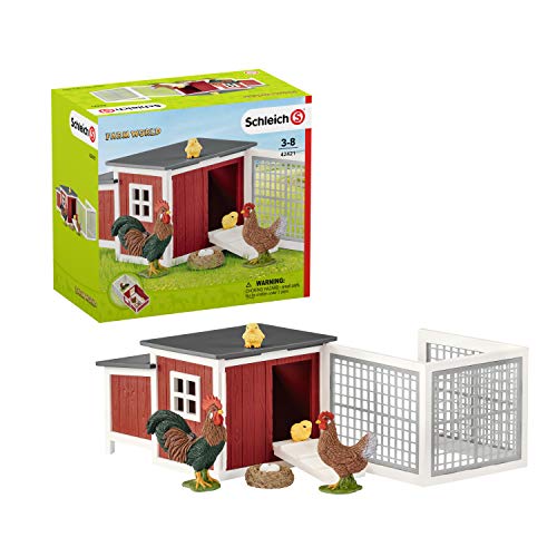 Schleich- Colección Farm World Figura de Gallinero con Animales, 19 cm, Multicolor (42421)