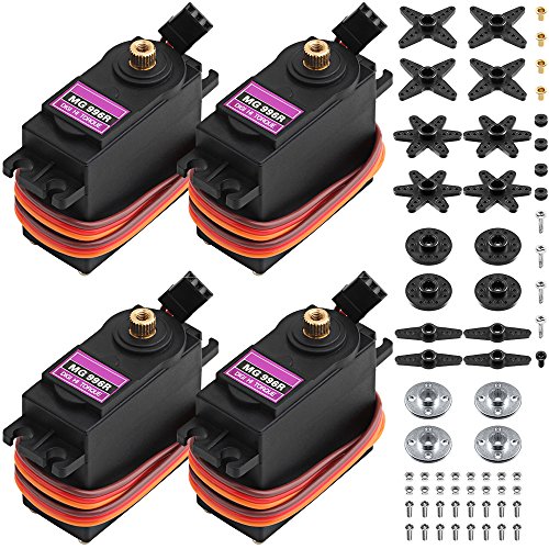 Senhai MG996R Servo Digital de par Motor de Engranaje con Brazo de Brazo, Servo de Robot de 4 Paquetes para Futaba Hitec Sanwa GWS JR Helicóptero de RC