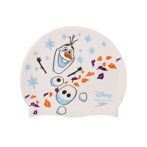 Speedo Gorro Estampado Disney Frozen 2 Olaf natación, Unisex-Youth, Blanco/Azul, One Size
