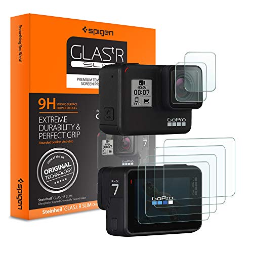 Spigen, Protector de Pantalla para GoPro Hero7/6/5, 6 Pack (2 * Cristal Templado para Camera + 4 * Protector Pantalla para Screen), Gopro Accesorios, Transparente, Anti-Scratch (S47GL26221)