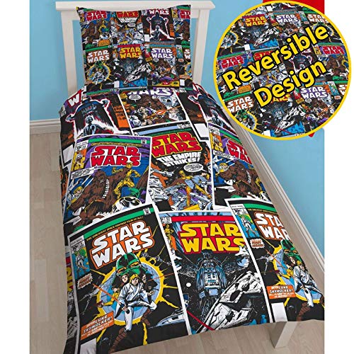 Star Wars Juego de Cama Individual, diseño Reversible y alusivo a la Saga de películas de la Guerra de Las Galaxias, de la Marca