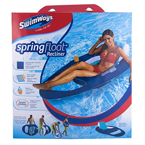 SwimWays Spring Float Recliner Tumbonas flotante - Flotadores para piscina y playa (Tumbonas flotante, 113 kg, 15 año(s), Hombre/Mujer, China, 910 mm) , color/modelo surtido