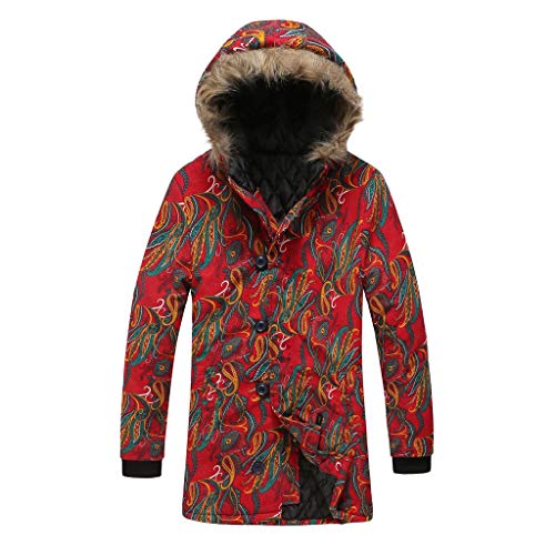 Sylar Abrigo Hombre Invierno Gabardina Chaquetas de Estilo Hawaiano con Estampado Vintage Retro Abrigos Parka Abrigo de Algodón con Capucha Caliente para Hombre