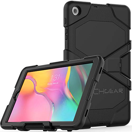 TECHGEAR G-Shock Funda Compatible con Nuevo Samsung Galaxy Tab A 10.1" 2019 (SM-T510/SM-T515) - Funda Protectora Prueba de Choques con Soporte - Niños Escuelas Constructores Trabajadores [Negro]