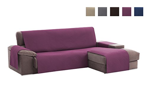 Textilhome - Funda Cubre Sofá Chaise Longue Adele, Protector para Sofás Acolchado Brazo Derecho. Tamaño -240cm. Color Malva (Visto DE Frente)