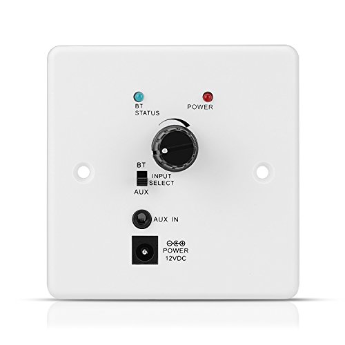 TNP Receptor de Audio Bluetooth en la Pared Adaptador de Música Inalámbrico Amplificador Estéreo Placa de Pared con Control de Volumen, Módulo de Entrada Auxiliar para Sistemas de Sonido Cine en Casa