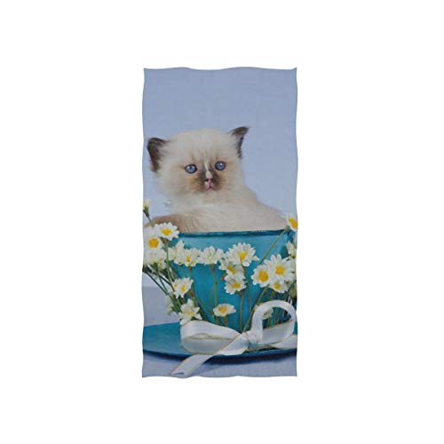 Toallas de mano 30x15in, lindo gatito Ragdoll sentado, taza grande, natación, toalla de baño fina, estampado, toalla de baño pequeña, altamente absorbente y suave para baño, hotel, gimnasio y spa