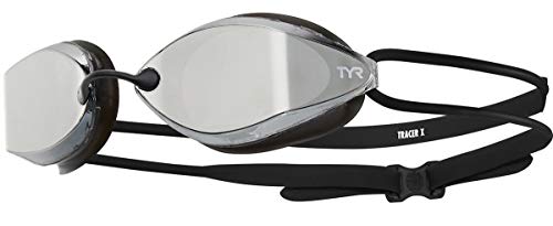 TYR Tracer X Racing Goggle Mirrored Gafas de Carreras con Espejo, Unisex Adulto, Plateado/Negro/Negro, Talla única