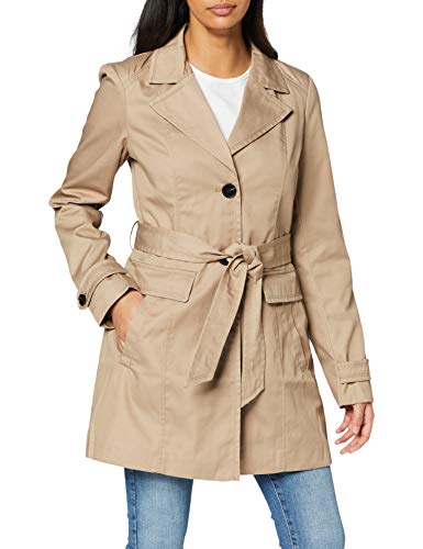 Vero Moda Vmeva Abby 3/4 Trenchcoat Noos Abrigo, Marrón (Silver Mink Silver Mink), 36 (Talla del Fabricante: X-Small) para Mujer