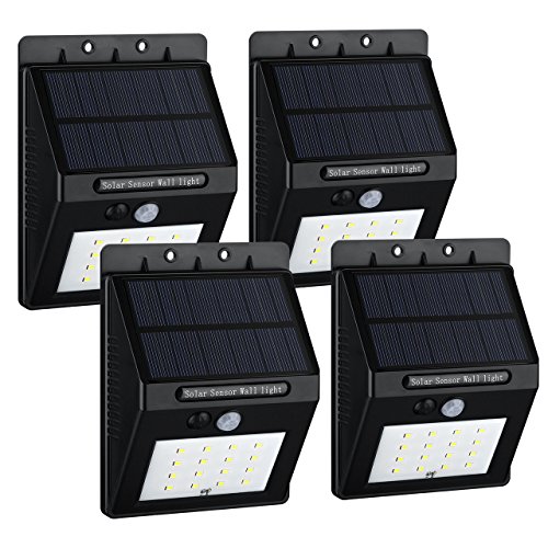 VicTsing 16 LEDs Luz Solar con Sensor de Movimiento Focos para Pared Exterior, Iluminación y Seguridad de exterior, 4 Packs