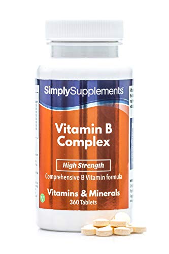 Vitamina B complex- Con todas las vitaminas del grupo B- Apta para veganos - ¡Bote para 1 año! - 360 comprimidos -Simply Supplements