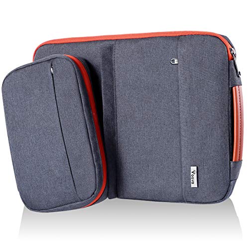 Voova 14 15 15.6 Pulgadas Funda Portátil con Bolsillo de Accesorios,Diseño Especial Impermeable Funda Protectora,Compatible con MacBook Pro Retina 15",Chromebook,XPS 15”,Surface Laptop 3, Gris Oscuro