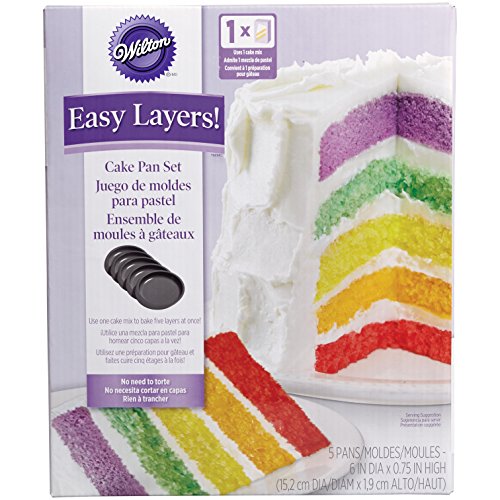 Wilton 2105-0112 - Set 5 moldes capas para Layer Cakes, 15.2 cm diam x 1,9 cm alto