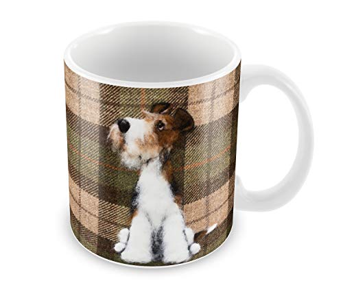 Wire Fox Terrier - Taza de cerámica con diseño de perro Terrier con tartán