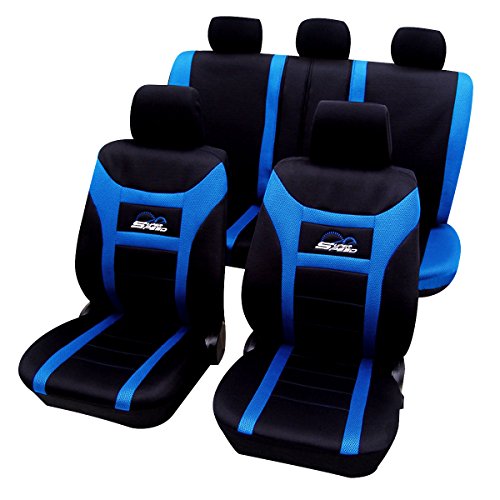 WOLTU AS7260 Fundas de Asiento universales para Fundas de Asiento de automóvil Funda de Asiento de automóvil, Super Speed, Negro-Azul